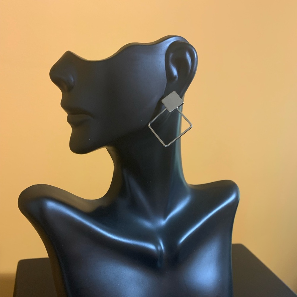Geometric double square earrings
